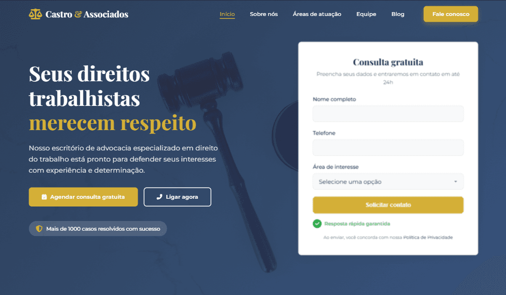 Template Landing Page para Advogado Trabalhista